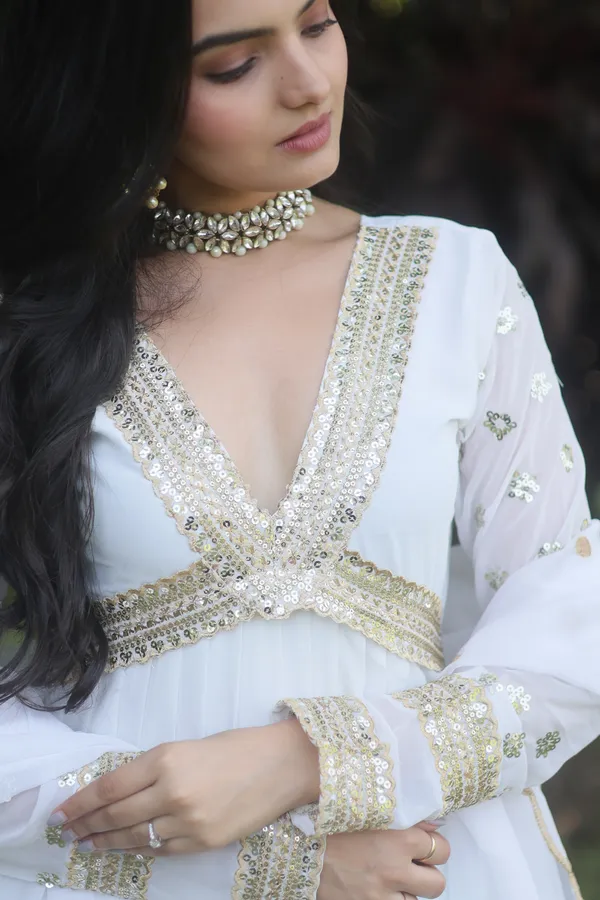 White_Premium_Readymade_Alia_Cut_Gown_With_Dupatta_Set_For_Women