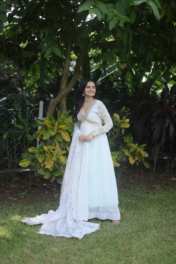 White_Premium_Readymade_Alia_Cut_Gown_With_Dupatta_Set_For_Women