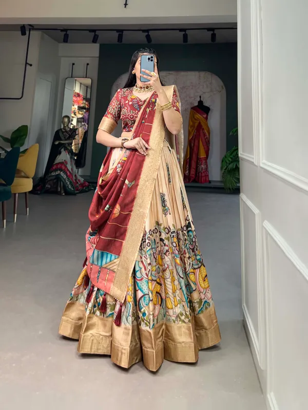 Cream_Dola_Silk_Kalamkari_Print_the_lehenga_choli_For_Women