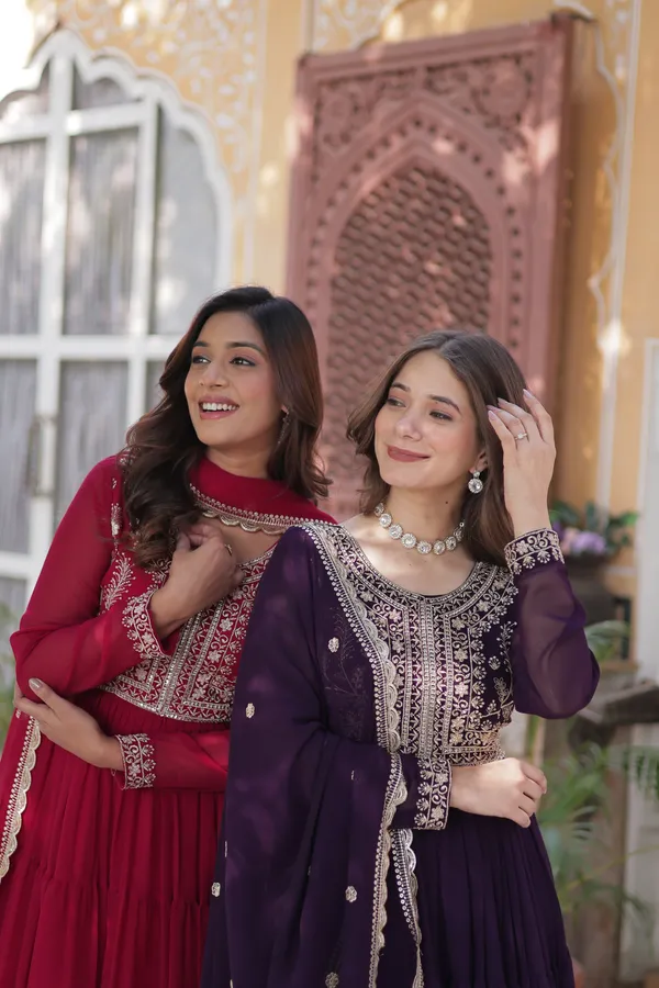 Pink_Gown_With_Dupatta_Set_Ethnic_Wear_Push_Premium_For_Women
