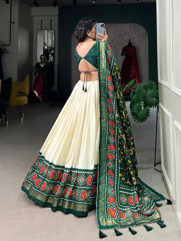 Green_Tussar_Silk_Wedding_Grace_in_Patola_Print_Lehenga_Choli_For_Women