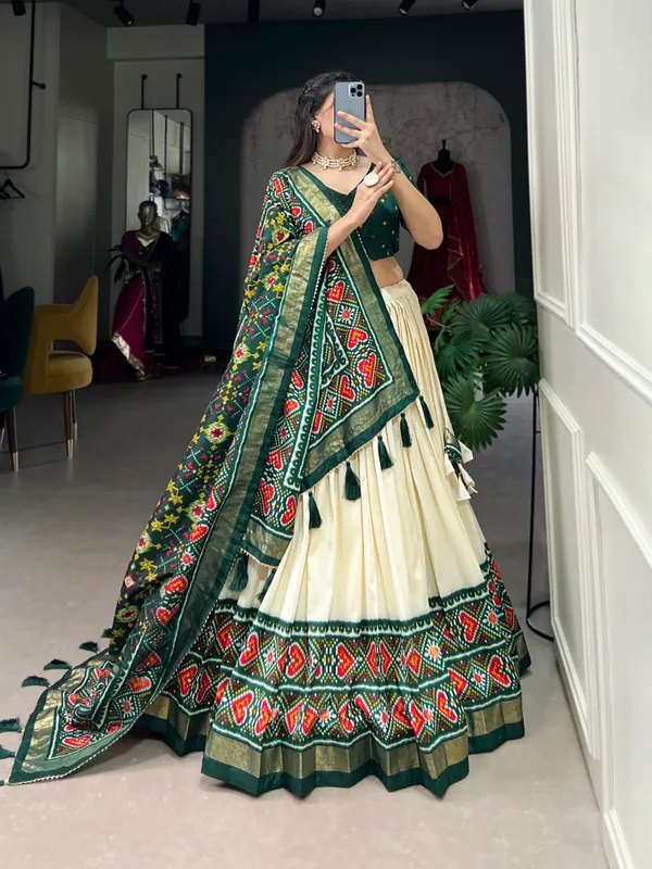 Green_Tussar_Silk_Wedding_Grace_in_Patola_Print_Lehenga_Choli_For_Women