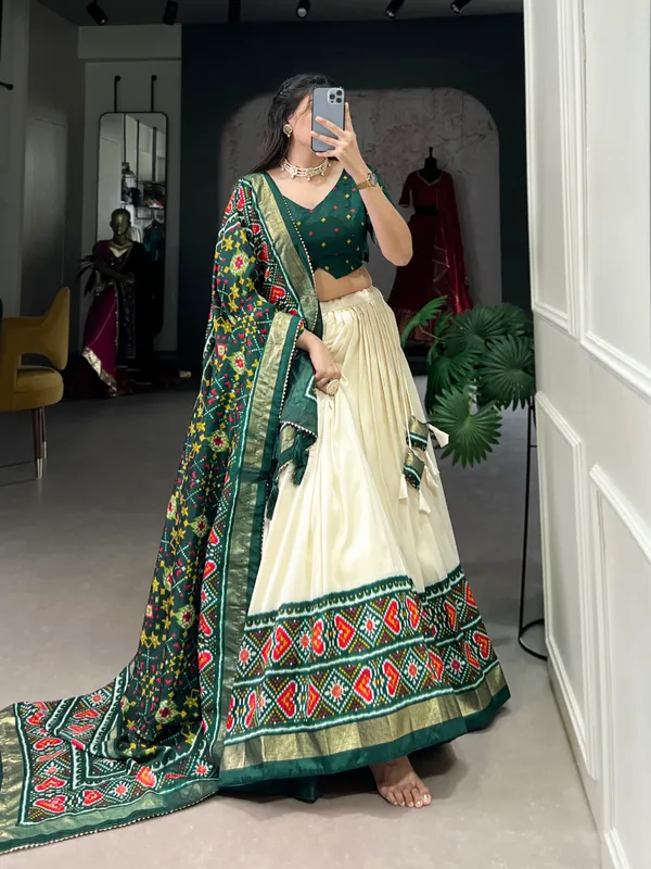 Green_Tussar_Silk_Wedding_Grace_in_Patola_Print_Lehenga_Choli_For_Women