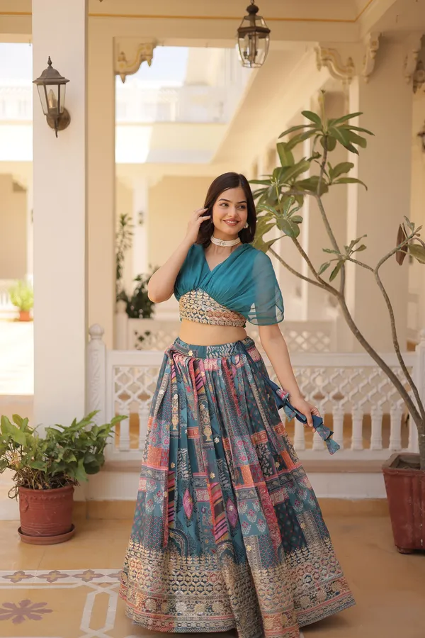 Radiant_Silk_Printed_With_Foil_Embroidery_Work_Lehenga_Choli_For_Women