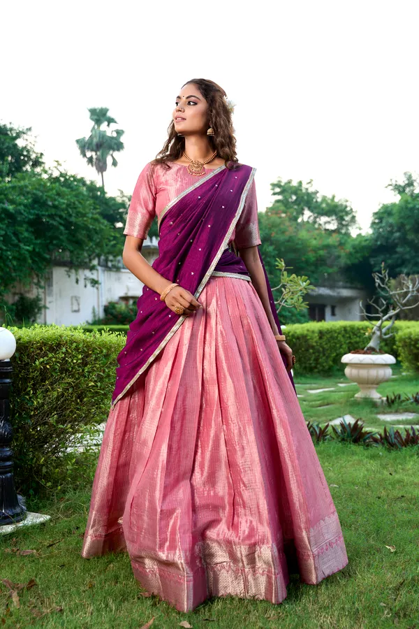 Cream_Red_Embroidered_Lenhnga_Saree_Ethnic_Push_Premium_For_Women