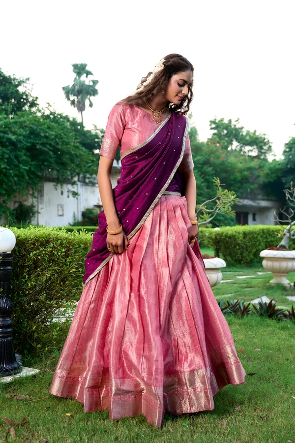 Cream_Red_Embroidered_Lenhnga_Saree_Ethnic_Push_Premium_For_Women