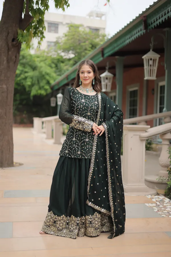 Green_Readymade_Kurti_Plazoo_Embroidery_Work_Push_Premium_For_Women