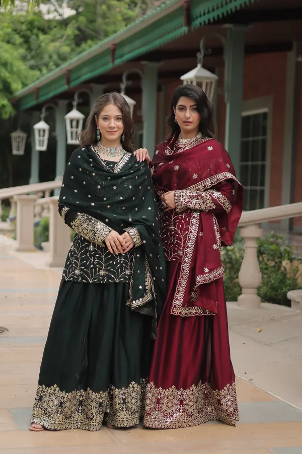 Green_Readymade_Kurti_Plazoo_Embroidery_Work_Push_Premium_For_Women