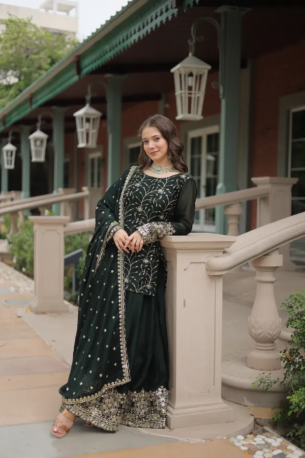 Green_Readymade_Kurti_Plazoo_Embroidery_Work_Push_Premium_For_Women