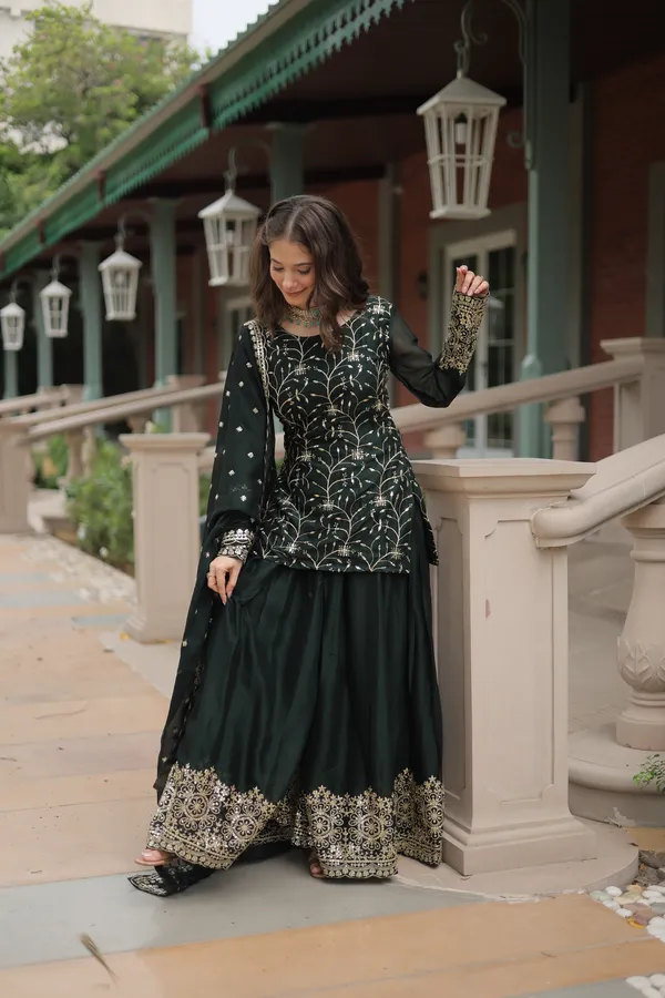 Green_Readymade_Kurti_Plazoo_Embroidery_Work_Push_Premium_For_Women