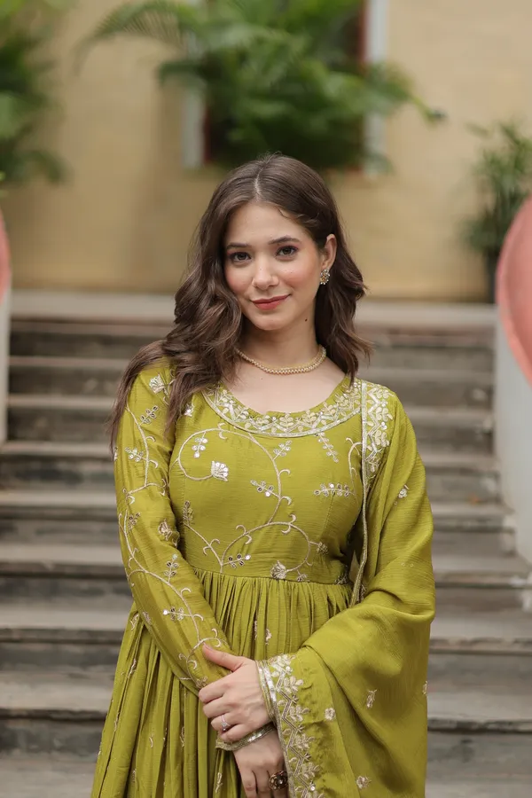 Parrot_Chinon_With_Embroidered_Work_Sharara_Kurti_Push_Premium_For_Women