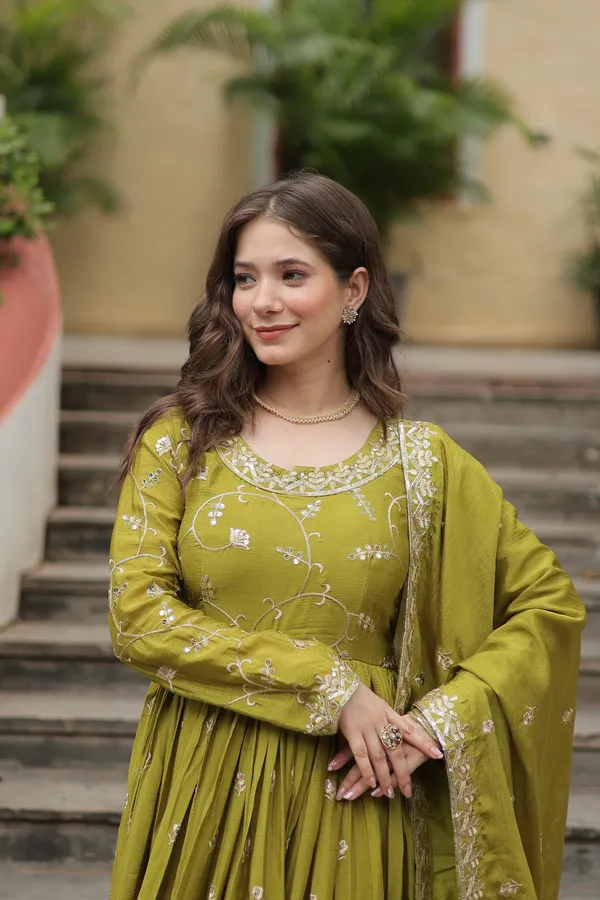 Parrot_Chinon_With_Embroidered_Work_Sharara_Kurti_Push_Premium_For_Women