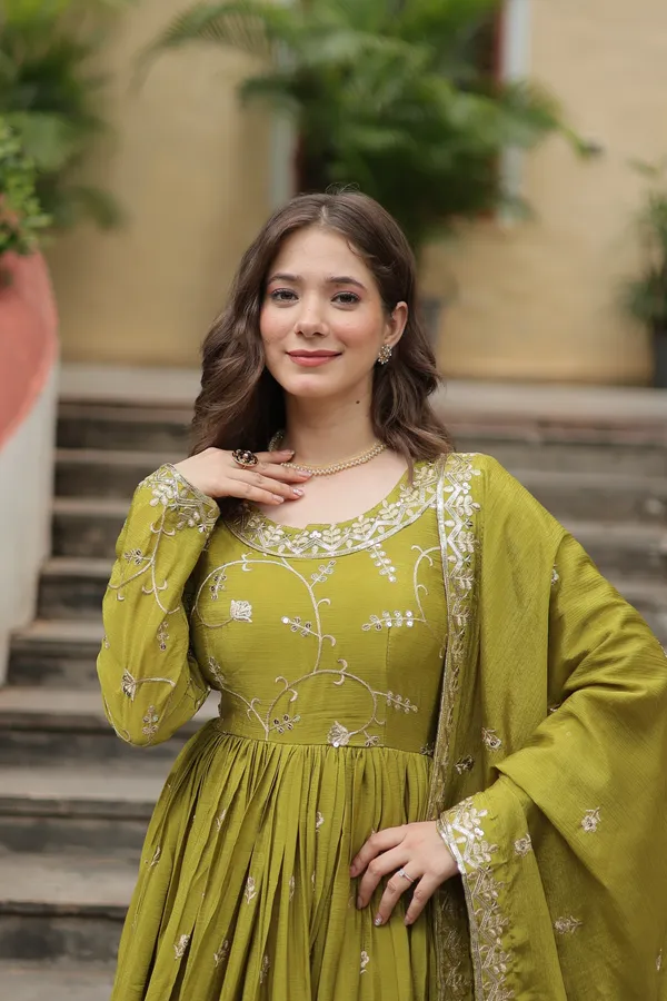 Parrot_Chinon_With_Embroidered_Work_Sharara_Kurti_Push_Premium_For_Women