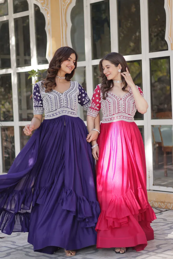 Pink_Lehenga_With_Readymade_Slit_Cut_Long_Kurti_Set_Push_Premium_For_Women