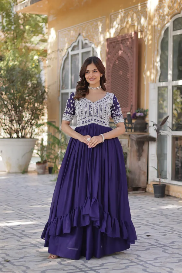 Purple_Lehenga_With_Readymade_Slit_Cut_Long_Kurti_Set_Push_Premium_For_Women