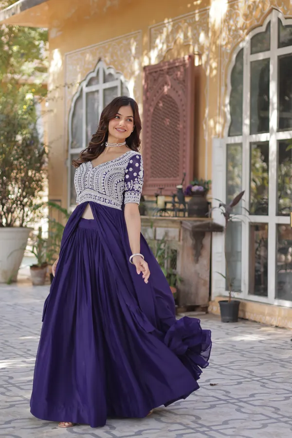 Purple_Lehenga_With_Readymade_Slit_Cut_Long_Kurti_Set_Push_Premium_For_Women