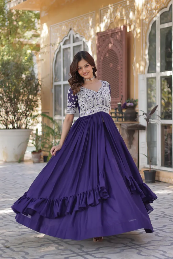 Purple_Lehenga_With_Readymade_Slit_Cut_Long_Kurti_Set_Push_Premium_For_Women