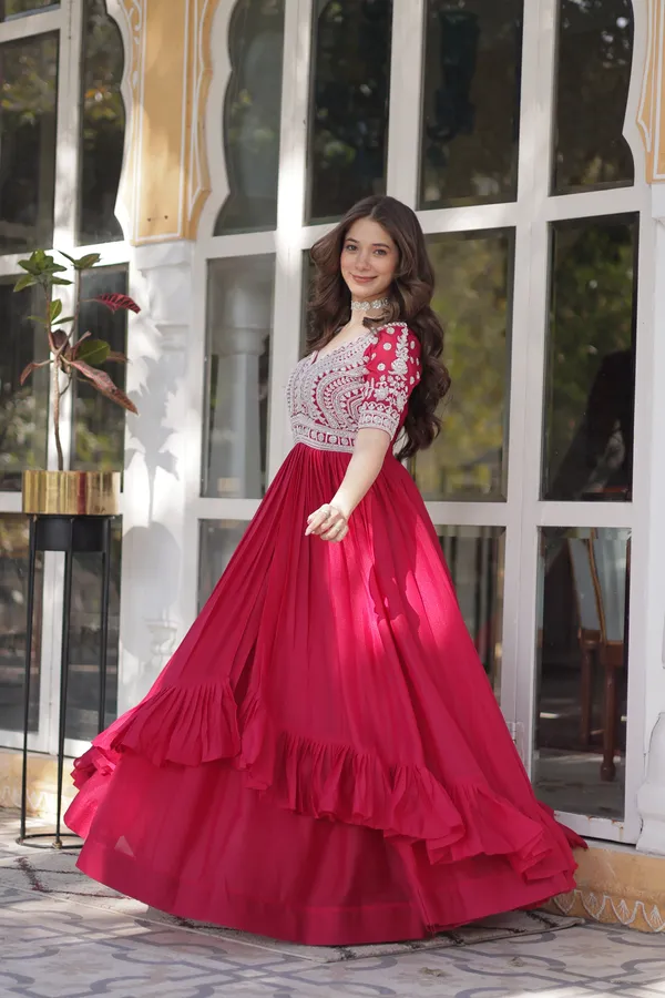 Pink_Lehenga_With_Readymade_Slit_Cut_Long_Kurti_Set_Push_Premium_For_Women