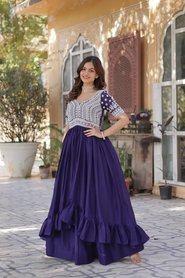Purple_Lehenga_With_Readymade_Slit_Cut_Long_Kurti_Set_Push_Premium_For_Women