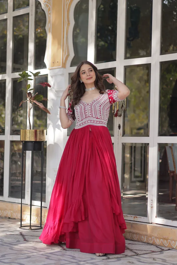 Pink_Lehenga_With_Readymade_Slit_Cut_Long_Kurti_Set_Push_Premium_For_Women