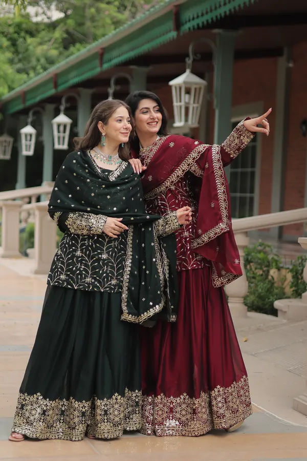 Maroon_Readymade_Kurti_Plazoo_Embroidery_Work_Push_Premium_For_Women