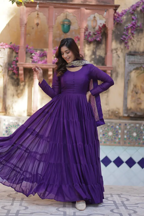 Jambali_Desirable__Fully_Flair_Gown_Made_With_Star_Georgette_Fabrics_And_Designer_Embroidered_Dupatta__For_Women