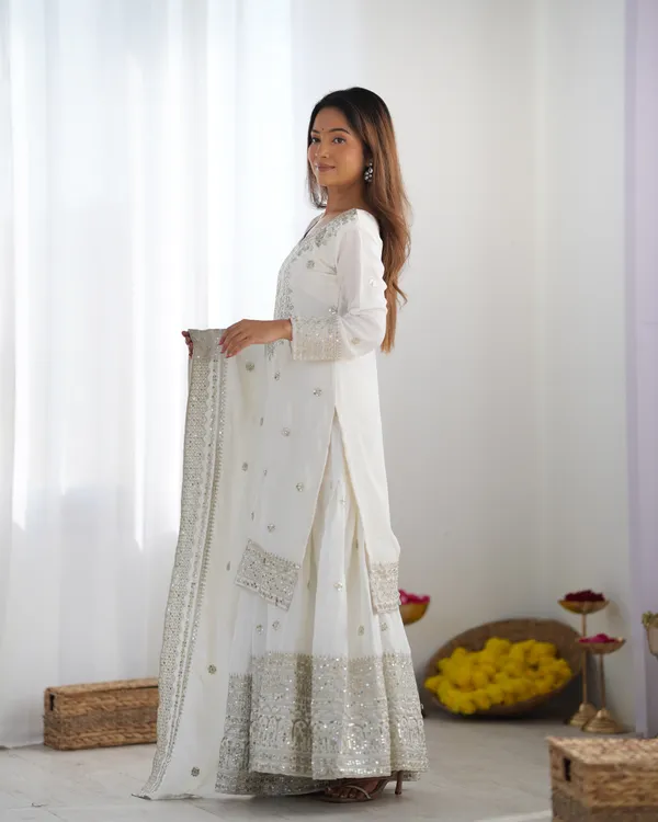 New_Chinnon_Silk_With_Heavy_Embroidery_Sequence_Work_Top-Palazzo_And_Dupatta