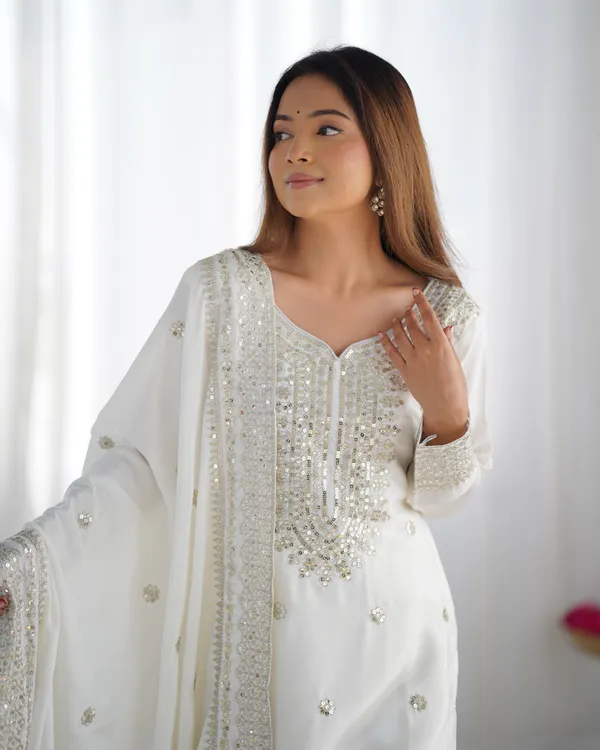 New_Chinnon_Silk_With_Heavy_Embroidery_Sequence_Work_Top-Palazzo_And_Dupatta