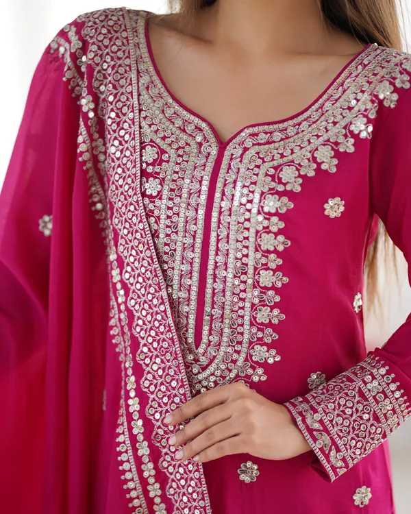 New_Chinnon_Silk_With_Heavy_Embroidery_Sequence_Work_Top_Plazo_And_Dupatta_Set_Push_Premium_For_Women