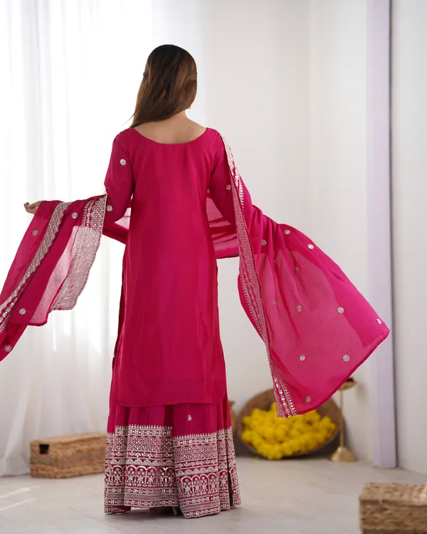 New_Chinnon_Silk_With_Heavy_Embroidery_Sequence_Work_Top_Plazo_And_Dupatta_Set_Push_Premium_For_Women