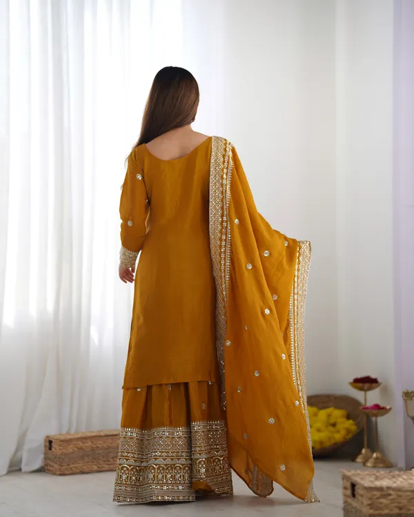 New_Chinnon_Silk_With_Heavy_Embroidery_Sequence_Work_Top_Plazo_And_Dupatta_Set_Push_Premium_For_Women