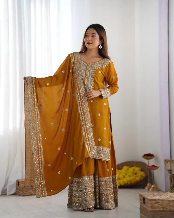 New_Chinnon_Silk_With_Heavy_Embroidery_Sequence_Work_Top_Plazo_And_Dupatta_Set_Push_Premium_For_Women