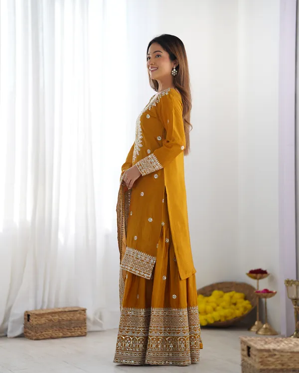 New_Chinnon_Silk_With_Heavy_Embroidery_Sequence_Work_Top_Plazo_And_Dupatta_Set_Push_Premium_For_Women
