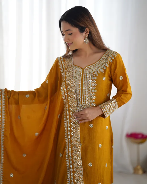 New_Chinnon_Silk_With_Heavy_Embroidery_Sequence_Work_Top_Plazo_And_Dupatta_Set_Push_Premium_For_Women