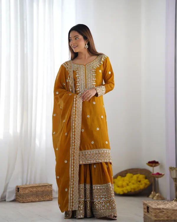New_Chinnon_Silk_With_Heavy_Embroidery_Sequence_Work_Top_Plazo_And_Dupatta_Set_Push_Premium_For_Women