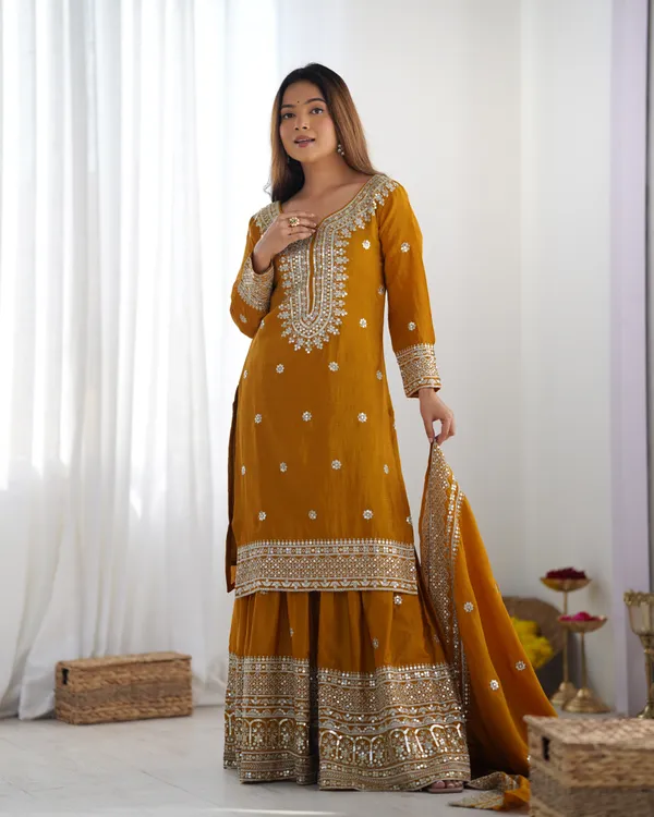 New_Chinnon_Silk_With_Heavy_Embroidery_Sequence_Work_Top_Plazo_And_Dupatta_Set_Push_Premium_For_Women