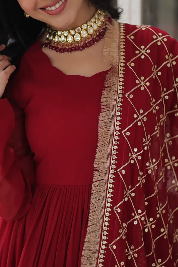 Maroon_Readymade_Gown_Push_Premium_For_Women