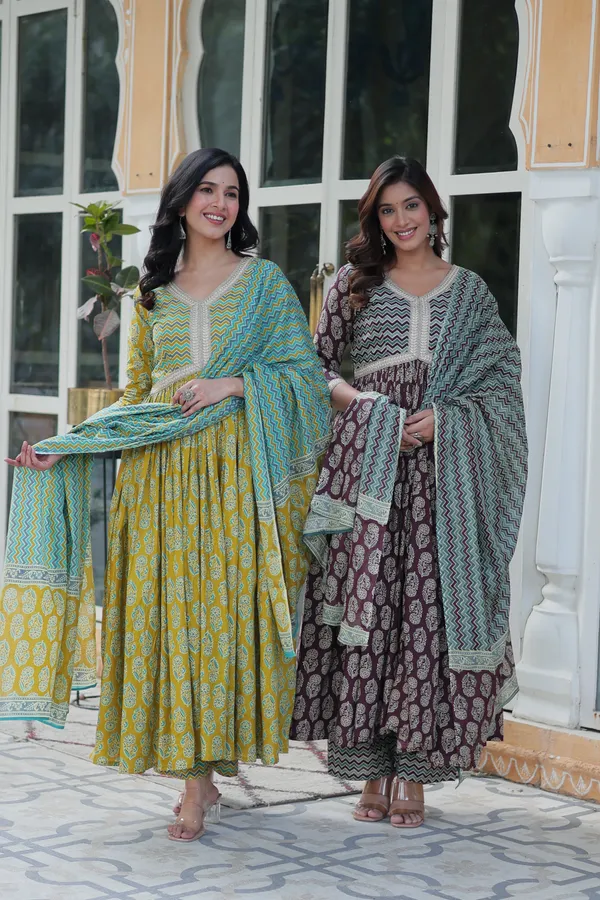 Wine_Green_Premium_Readymade_Kurti_With_Pant_&_Dupatta_Set_Push_Premium_For_Women