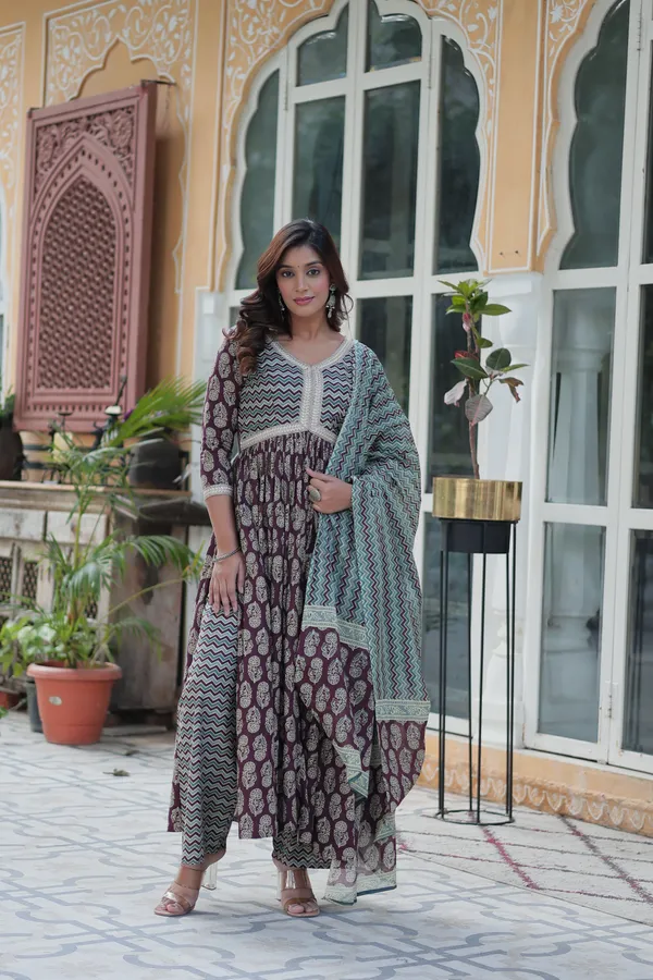 Wine_Green_Premium_Readymade_Kurti_With_Pant_&_Dupatta_Set_Push_Premium_For_Women