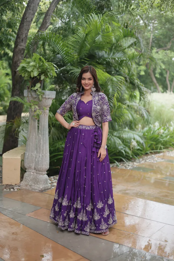 Purple_Pure_Chinnon_With_Embroidered_Work__LehengaPush_Premium_For_Women