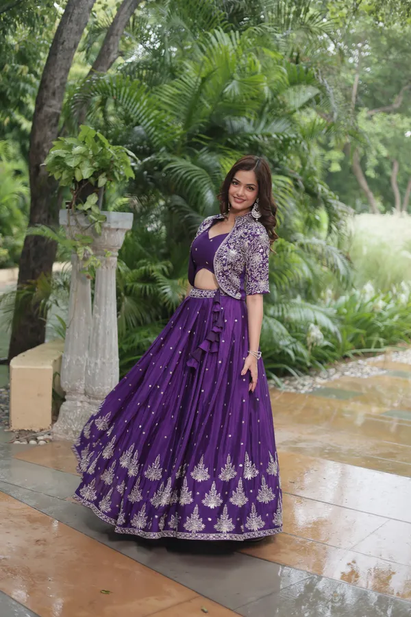 Purple_Pure_Chinnon_With_Embroidered_Work__LehengaPush_Premium_For_Women