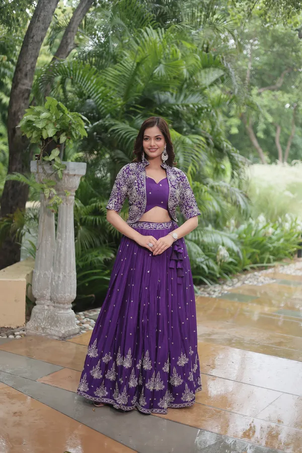 Purple_Pure_Chinnon_With_Embroidered_Work__LehengaPush_Premium_For_Women