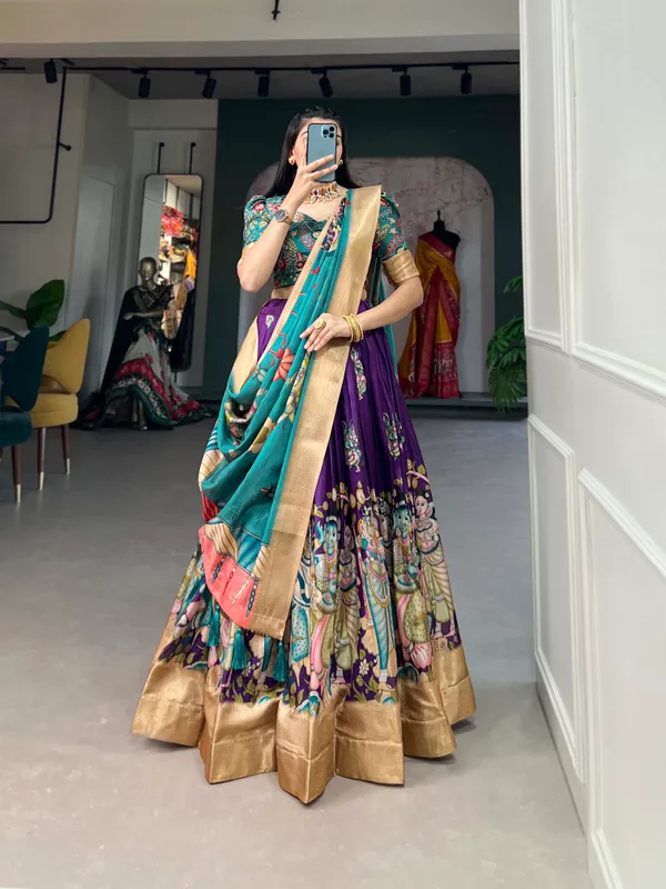 Purple_Dola_Silk_Kalamkari_Print_the_lehenga_choli_For_Women
