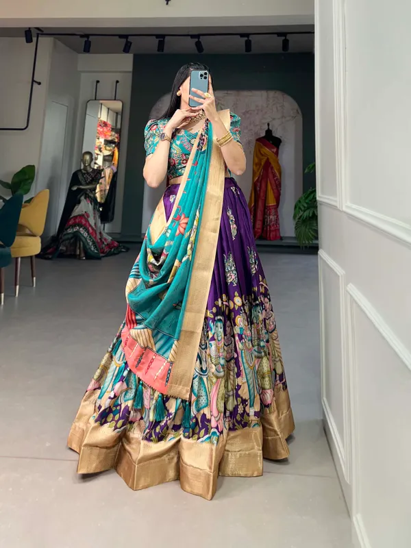 Purple_Dola_Silk_Kalamkari_Print_the_lehenga_choli_For_Women