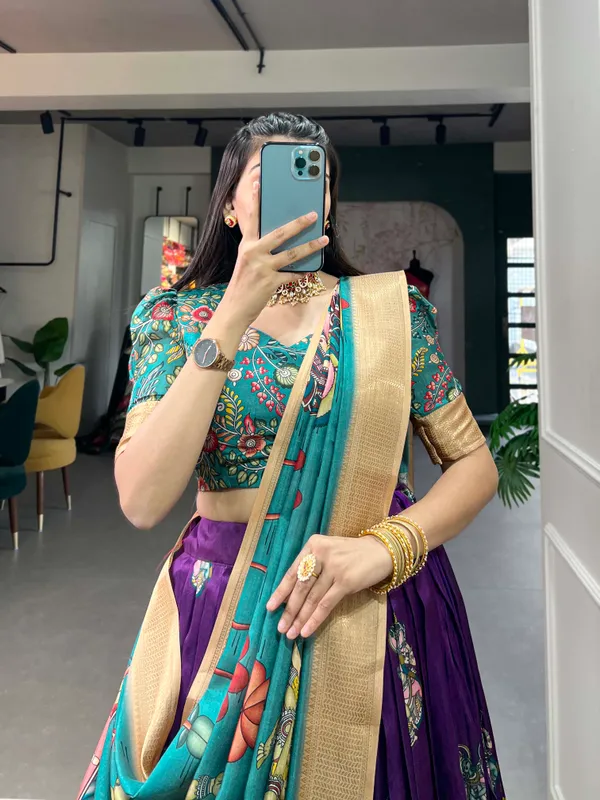 Purple_Dola_Silk_Kalamkari_Print_the_lehenga_choli_For_Women