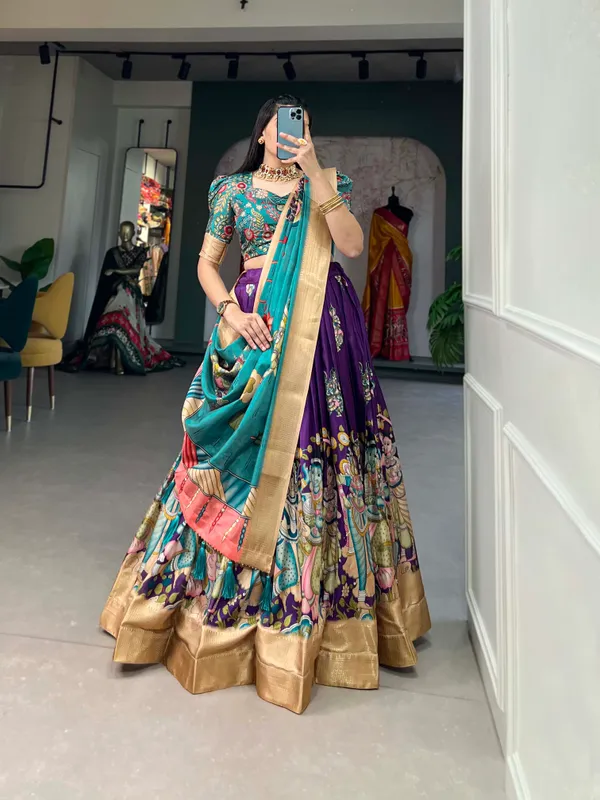 Purple_Dola_Silk_Kalamkari_Print_the_lehenga_choli_For_Women