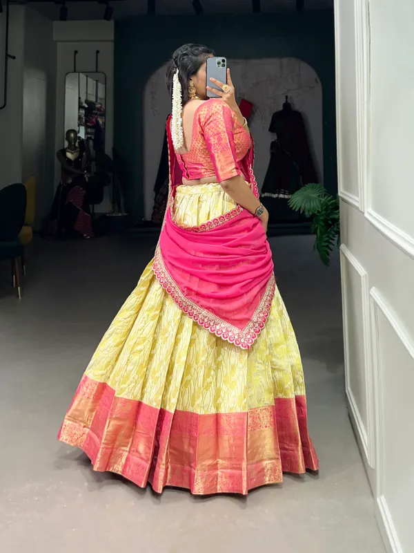 Enchanting_Elegance:_Jacquard_Silk_Lehenga_Choli_Featuring_a_Coordinated_Jacquard_Silk_Blouse_and_a_Georgette_Dupatta_Adorned_with_Sequins,_Thread_Embroidery,_and_a_Delicate_Lace_Border_??