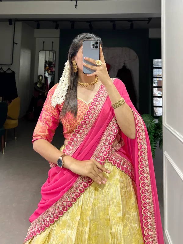 Enchanting_Elegance:_Jacquard_Silk_Lehenga_Choli_Featuring_a_Coordinated_Jacquard_Silk_Blouse_and_a_Georgette_Dupatta_Adorned_with_Sequins,_Thread_Embroidery,_and_a_Delicate_Lace_Border_??