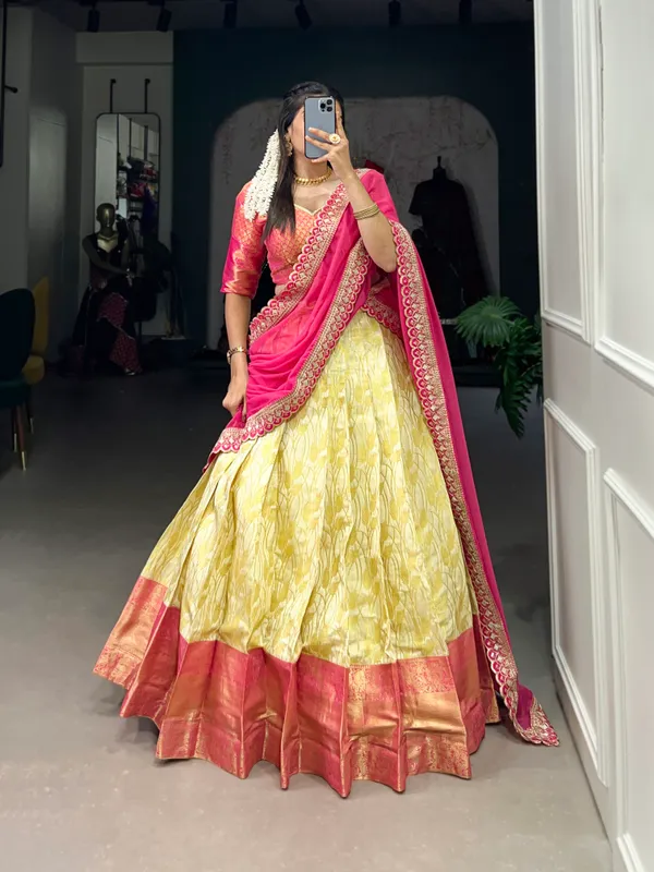 Enchanting_Elegance:_Jacquard_Silk_Lehenga_Choli_Featuring_a_Coordinated_Jacquard_Silk_Blouse_and_a_Georgette_Dupatta_Adorned_with_Sequins,_Thread_Embroidery,_and_a_Delicate_Lace_Border_??