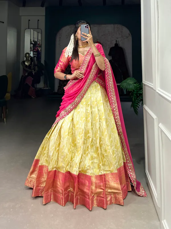 Enchanting_Elegance:_Jacquard_Silk_Lehenga_Choli_Featuring_a_Coordinated_Jacquard_Silk_Blouse_and_a_Georgette_Dupatta_Adorned_with_Sequins,_Thread_Embroidery,_and_a_Delicate_Lace_Border_??